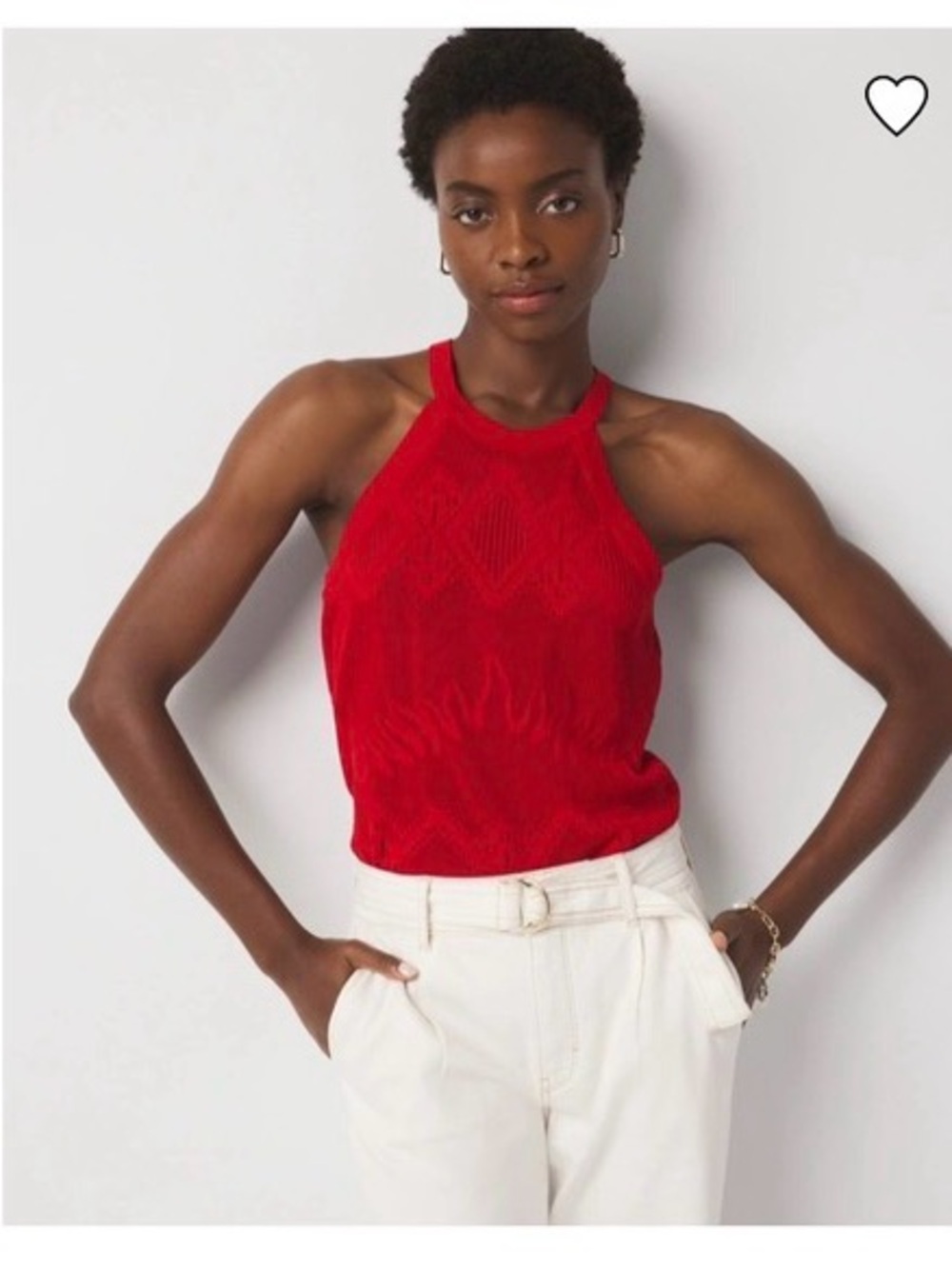 White House Black Market Red Knit Halter Tank Top